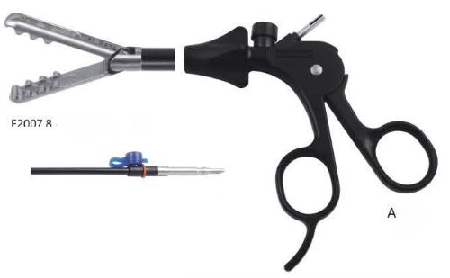 Затискач ухоплюючий, щипці для жовчного міхура гребнезубий вікончатий, оберт 360 град, діам 5 мм, довж 330 мм, довж браншів 18 мм, монополяр, лапаро